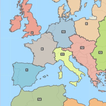 Territories from countries in Europe and North Africa
