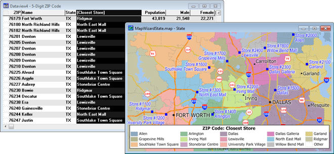 Map and dataview showing tagged values